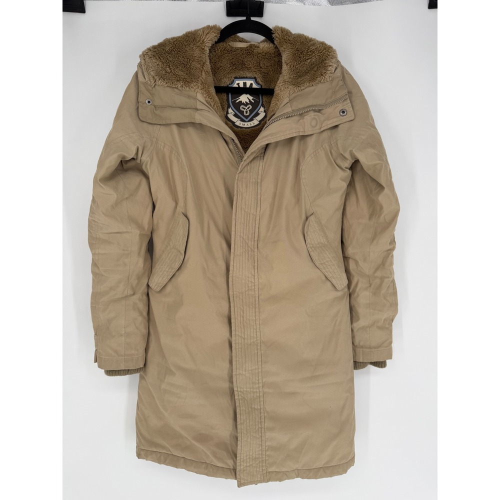 ARITZIA TNA SUMMIT PARKA WINTER JACKET KHAKI TAN HOODED COAT SC13 SMALL UTILITY